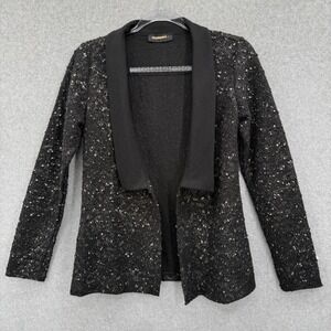 Alembika Cardigan‎ Jacket Women US Size 4-6 Black Metallic Textured Artsy Street